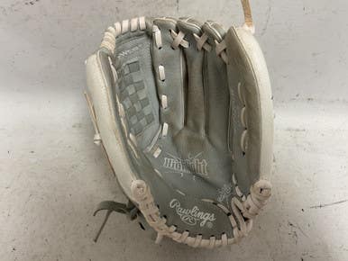 Used Rawlings Highlight Series HFP120GW RH Throw Fastpitch Gloves Grey 12" 11855-S000201382