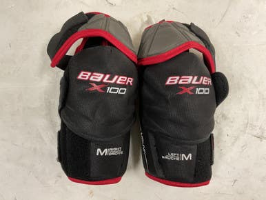 Used Bauer VAPOR X100 Senior Elbow Pads Black And Red MD 11855-S000201369