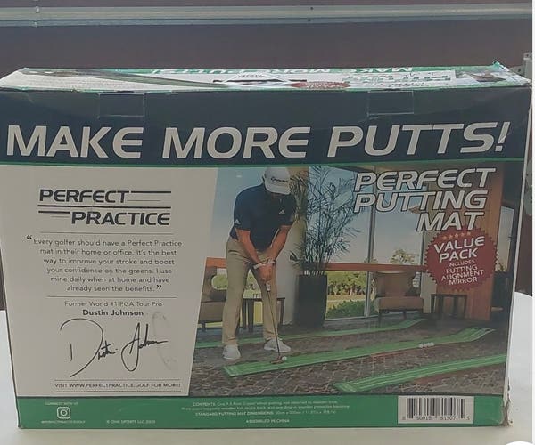 Perfect Practice Standard Edition Putting Mat 9ft 6in Portable Green w/ Mirror