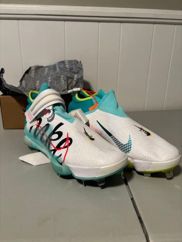 Men's Size 12.0 Nike Force Zoom Trout 7  “White Aurora Green” Metal Spikes (New)