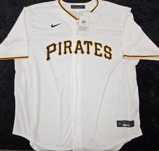 Mens PITTSBURGH PIRATES Sewn 100% REAL Baseball Jersey NWT WHITE $115