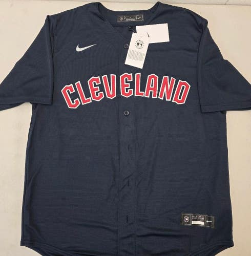 Mens CLEVELAND GUARDIANS Sewn 100% REAL Baseball Jersey NWT BLUE $115