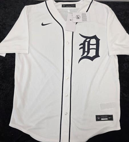 Mens DETROIT TIGERS Sewn 100% REAL Baseball Jersey NWT WHITE $115