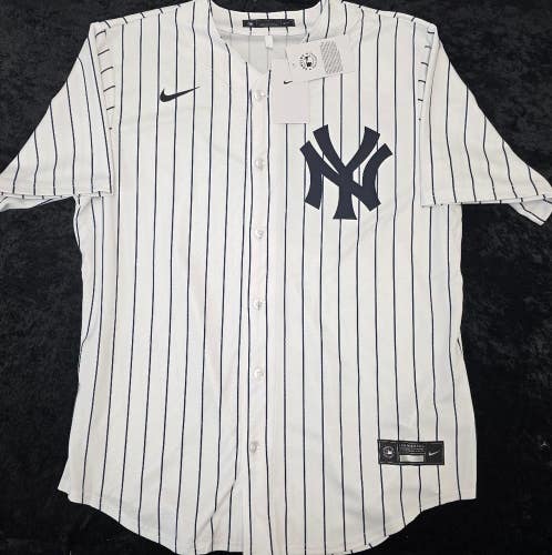 Mens NEW YORK YANKEES Sewn 100% REAL Baseball Jersey NWT WHITE P/S $115