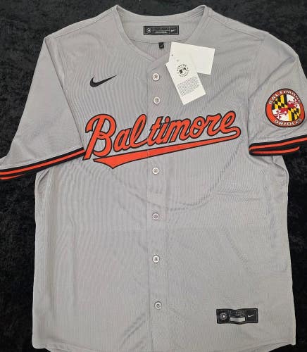 Mens BALTIMORE ORIOLES Sewn 100% REAL Baseball Jersey NWT GRAY $115