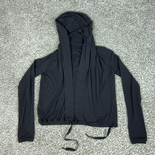 Lululemon Jacket Womens 2 Black Hooded Pullover Wrap Thumbholes Drawcord Pocket