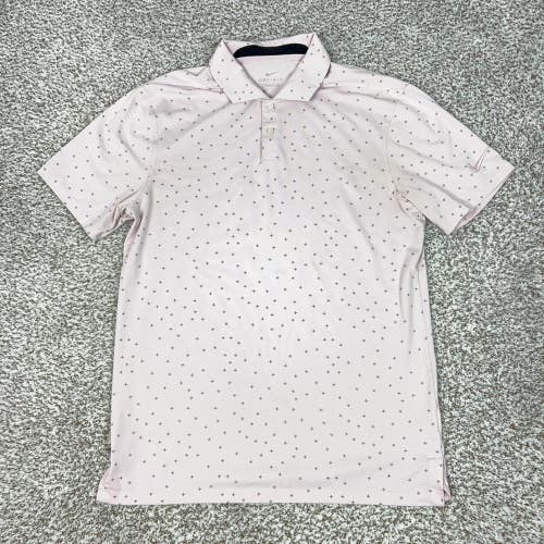 Nike Polo Shirt Mens Small Pink Geometric ri-Fit Golf Performance Top Stretch