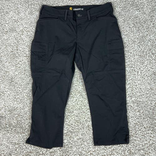Carhartt Pants Womens 12 Black Straight Fit Cargo Capri Ripstop Workwear Hiking