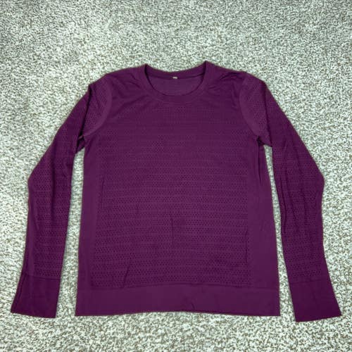 Lululemon Shirt Womens Small Purple Tech Long Sleeve Running Gym Workout Logo