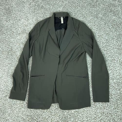 Athleta Jacket Womens 10 Gray Blazer Stretch Snap Front Interstellar Office Top