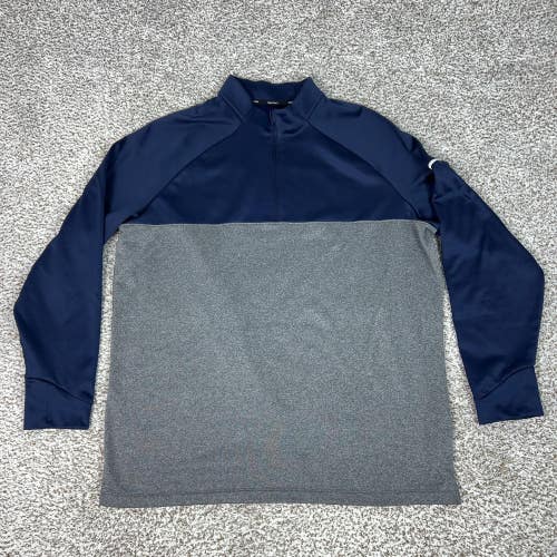 Nike Golf Pullover Mens 2XL Blue Gray Quarter Zip Long Sleeve Colorblock Top