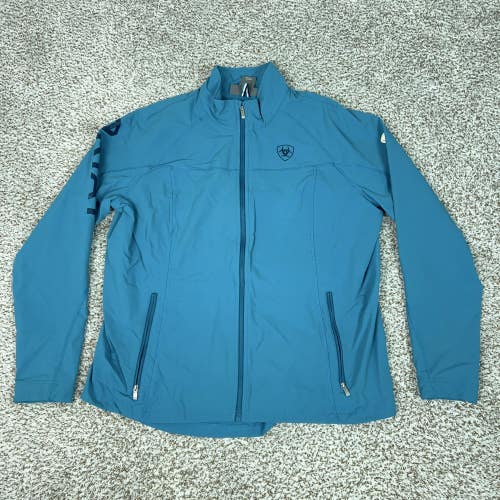 Ariat Jacket Womens XXL Blue Softshell Full Zip Windbreaker ARIATTEK Riding Logo