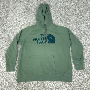 North Face Hoodie Womens XL Green Pullover Fleece Logo Sweatshirt Outdoor Hiking