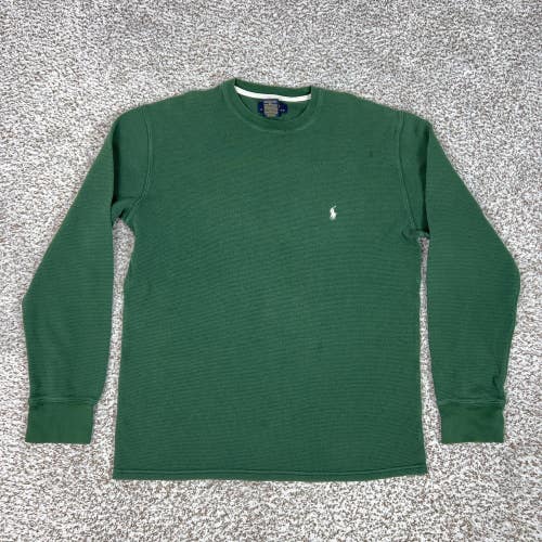 Polo Ralph Lauren Shirt Mens Large Green Long Sleeve Thermal Knit Pony Preppy