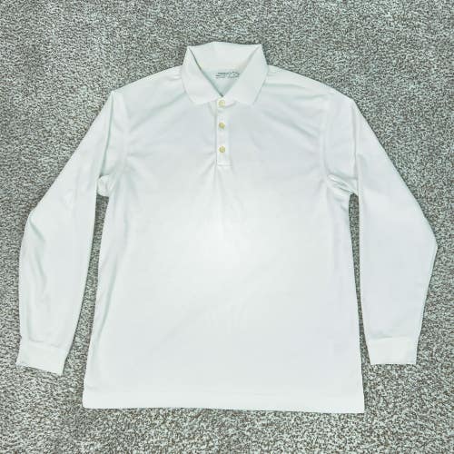 Nike Golf Polo Shirt Mens Medium White Long Sleeve FitDry Performance Top Swoosh