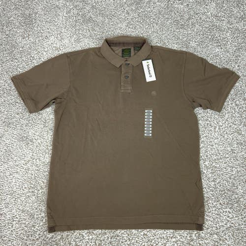 Timberland Polo Shirt Mens Large Brown Organic Cotton Logo Casual Outdoor Top