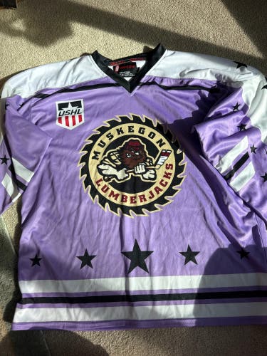 Muskegon Lumberjacks USHL Purple Large Adult Unisex Jersey (New)