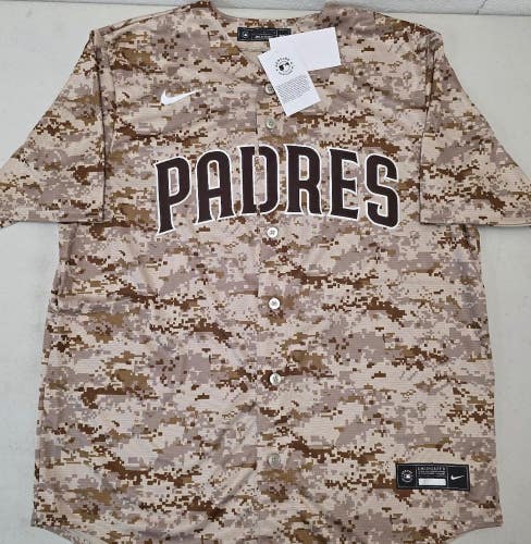 Mens SAN DIEGO PADRES Sewn 100% REAL Baseball Jersey NWT CAMO $115