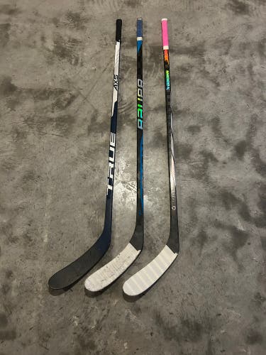 *3 PACK* Junior Bauer Proto-R, Nexus Sync, True AX5 Right Handed Hockey Stick P28 40 Flex (Used)