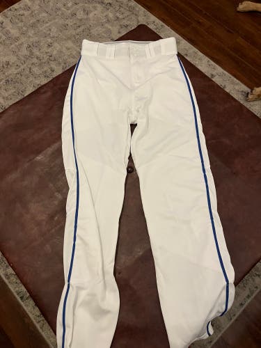 White Men's Medium Adult Alleson Game Pants (Used) with blue pinstripe down