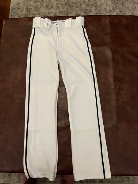 White with black pinstripe down, Unisex Large Youth Easton Game Pants (Used)