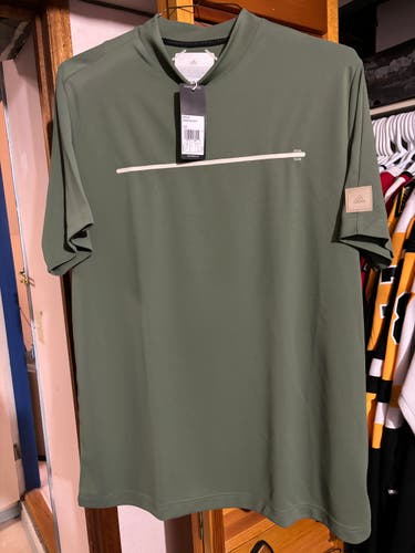 Adidas Adicross Draw Fade Mock Tee Golf Shirt Natural Green