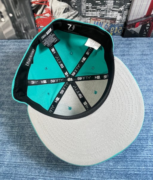 Supreme Gold Cross S Logo New Era Fitted Hat TEAL Size 7 5/8 Brand