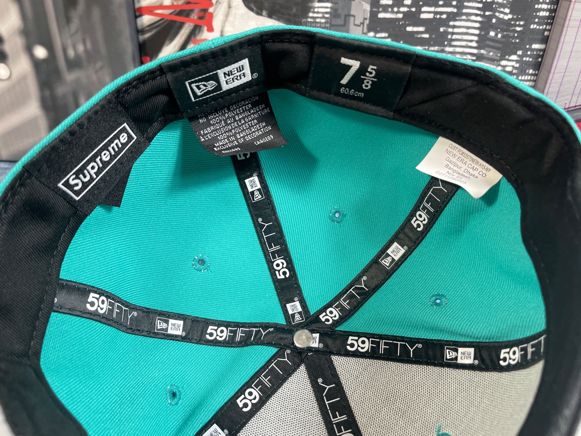 Supreme Gold Cross S Logo New Era Fitted Hat TEAL Size 7 5/8 Brand
