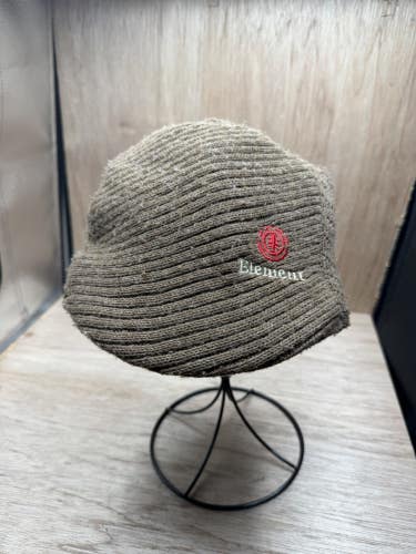 Vintage Element Skateboard Beanie Hat Cap Brown Visor Knit Logo Y2K