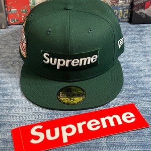 Supreme Shop Anniversary Box Logo Fitted Hat Dark Green Size 7 5/8 LONDON New