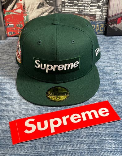 Supreme Shop Anniversary Box Logo Fitted Hat Dark Green Size 7 5/8 LONDON New