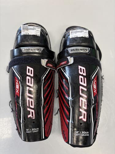 Used Bauer NSX Intermediate Shin Guards Black 12" 11860-S000306679