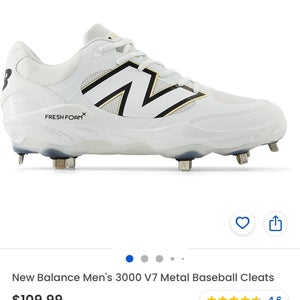 White Men's Size M 9.5 (W 10.5) Adult New Balance 3000v7 Low Top Metal (New)