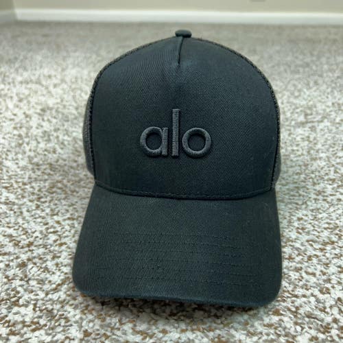 Alo Hat Cap Snap Back Mens One Size Black Mesh Trucker Logo Casual Athletic Gym
