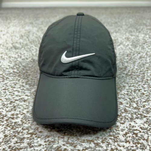 Nike Golf Hat Cap Strap Back Mens One Size Gray Perforated Swoosh Vent Light