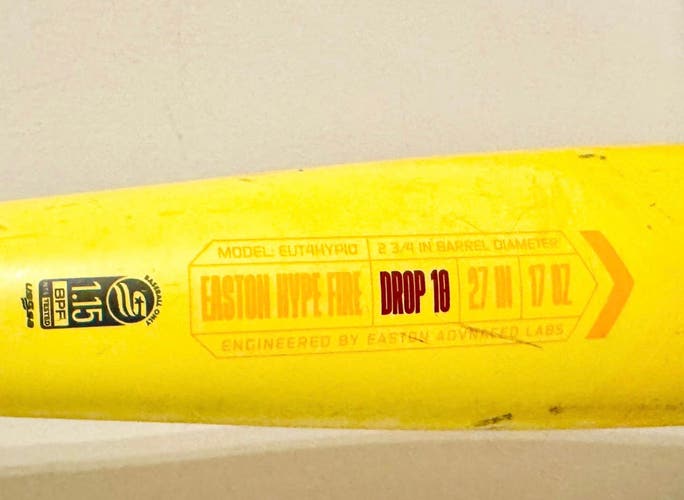 2024 Easton Hype Fire Composite USSSA Certified Bat (-10) 17 oz 27" (Used)