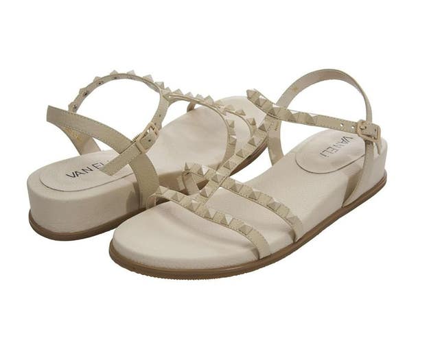 Vaneli Nelina Sandals Women's US 11 N Ivory Leather Ankle Strap Strappy NCZ180