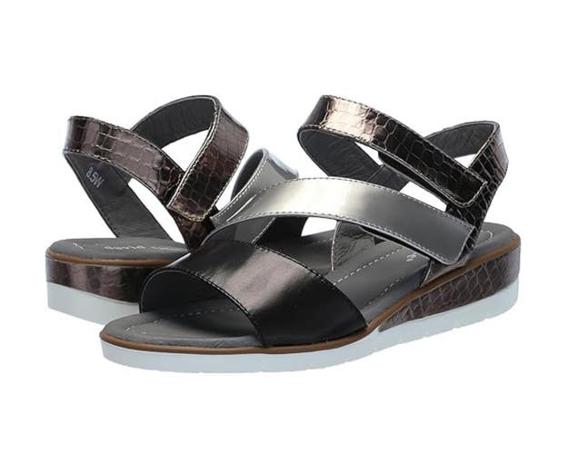 David Tate Blues Sandals Women's US 9.5 B Black Leather Adjustable Strap NCZ183