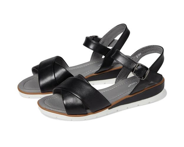 David Tate Lunar Sandals Women's US 11 B Black Leather Adjustable Strap NCZ181