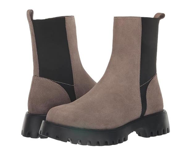 Vaneli Zalika Boots Women's 7 N Dark Taupe Suede Zipper Waterproof Combat NCZ185