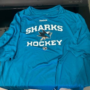 San Jose Sharks Size L NHL Reebok Speedwick Base Layer Pro Stock Short Sleeve Shirt TEAL