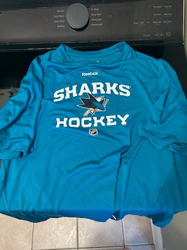 San Jose Sharks Size L NHL Reebok Speedwick Base Layer Pro Stock Short Sleeve Shirt TEAL