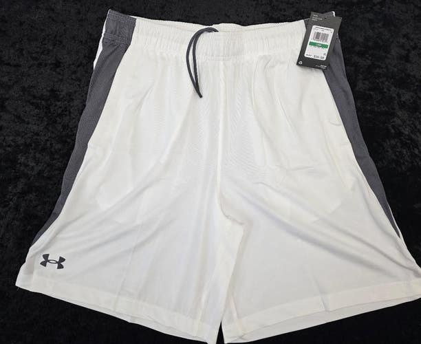 Under Armour UA Mens Shorts 1376955 100 WHITE 9" Pocketed NWT MEDIUM $35
