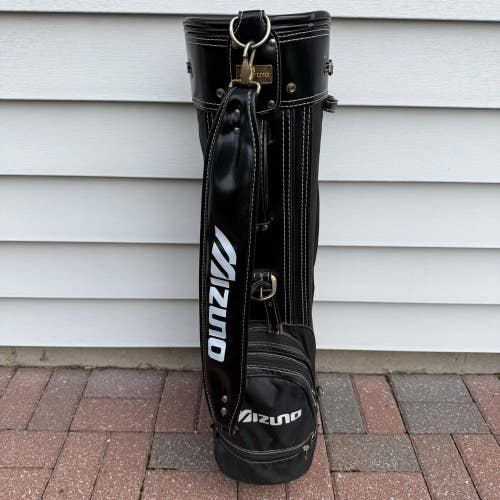Vintage Mizuno Golf Cart Bag Black White 6 Way Dividers With Raincover