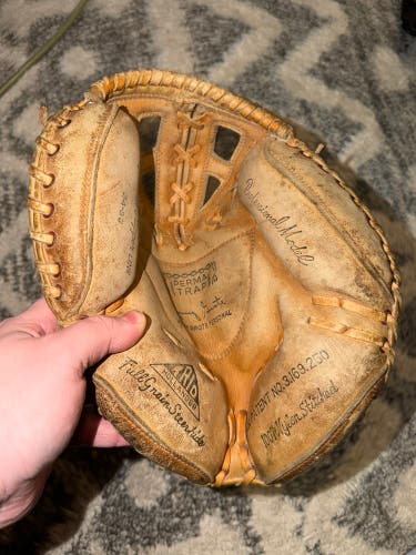 Trio Hollander Jerry Grote Catchers Mitt Model Baseball Glove Vintage Classic Used