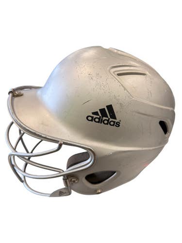 Used Adidas BTE00302-SLV 6 3/8 -7 5/8 Batting Helmet w/Mask Grey MD 11862-S000093683