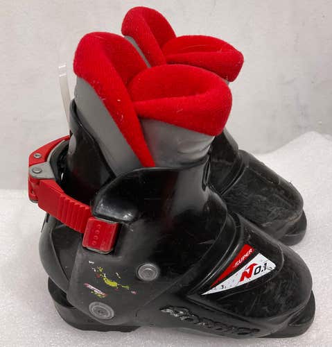 Used Kid's Nordica Super N0.1 Ski Boots Rear Entry Size 15 (SY2878)