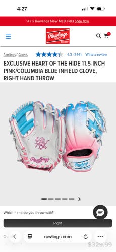 Rawlings Heart of the Hide RH Baseball Glove 11.5" (New)