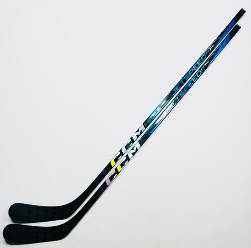 2 Pack Custom Blue CCM Jetspeed FT7 Pro Hockey Sticks-RH-P29-55 Flex-Grip