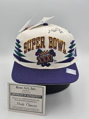 NEW Vintage Packers Super Bowl XXXI Signed Mark Chmura Dcut NFL Hat Cap Snapback